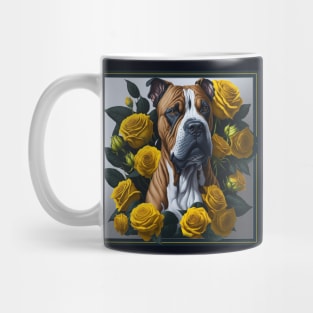 Staffordshire bull terrier yellow roses 2 Mug